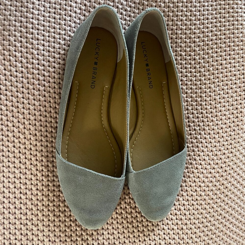 Lucky Brand Gray Suede Pointed Toe Flats